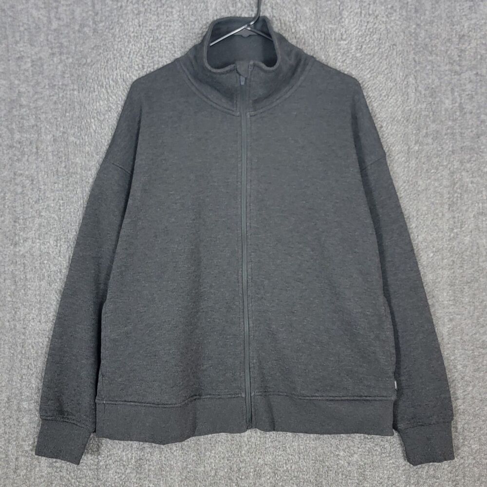 Mondetta Jacket Womens Large Dark Gray Full Zip Velor Lined with Pockets